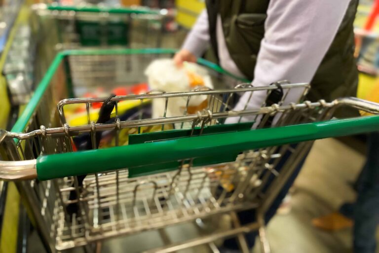 Man Groceries Shopping Cart