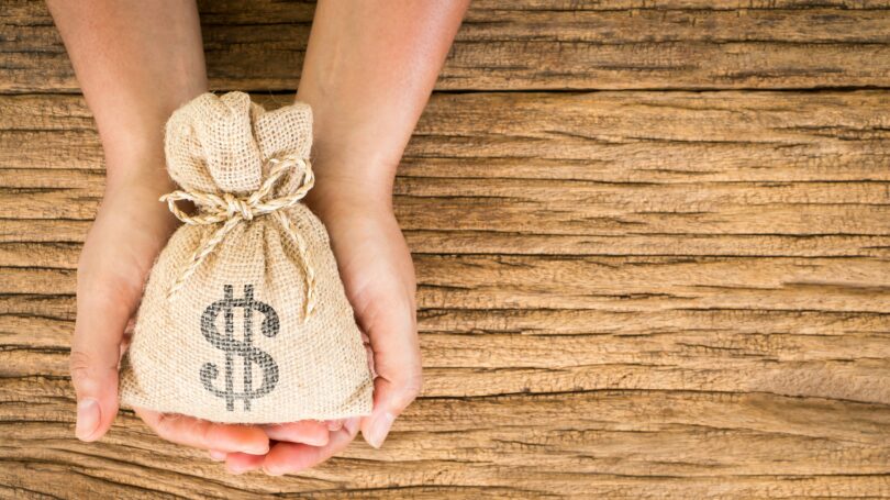 Money Bag Dollar Loan Wood Background