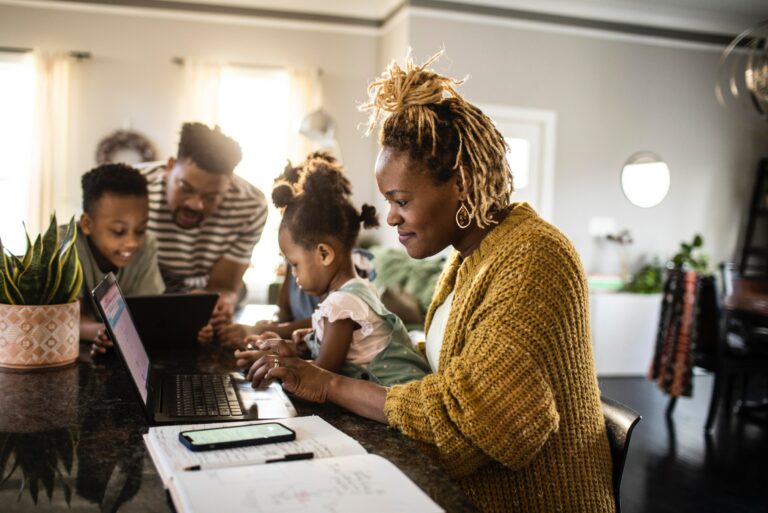 Mother Doing Taxes