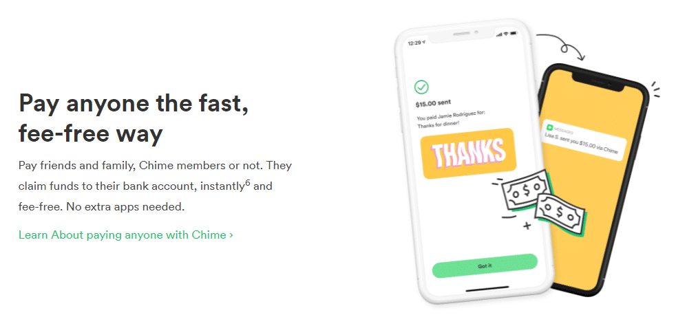 Chime person to person transfers